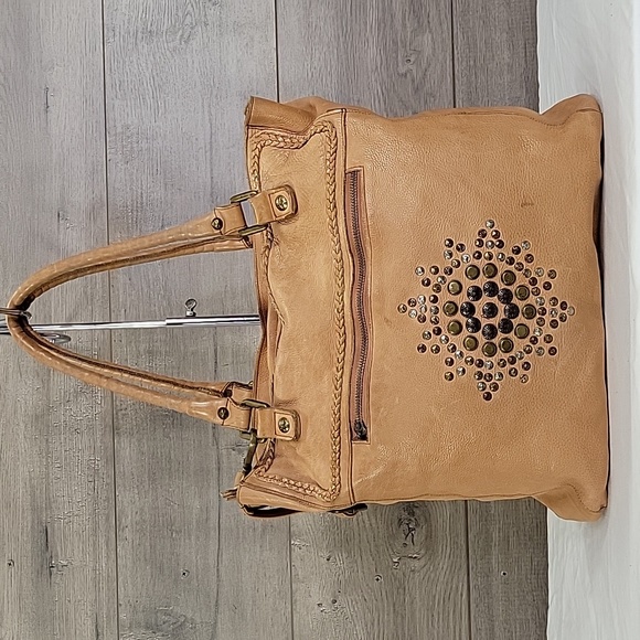 Viola Castellani Handbags - Viola Castellani Studded Leather Tote Crossbody Shoulder Bag